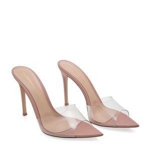 PVC open toe clear/nude mules